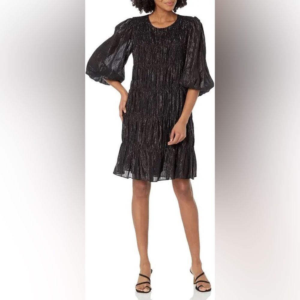 Trina Turk Silvery Dress NEW with tags Size Large Black